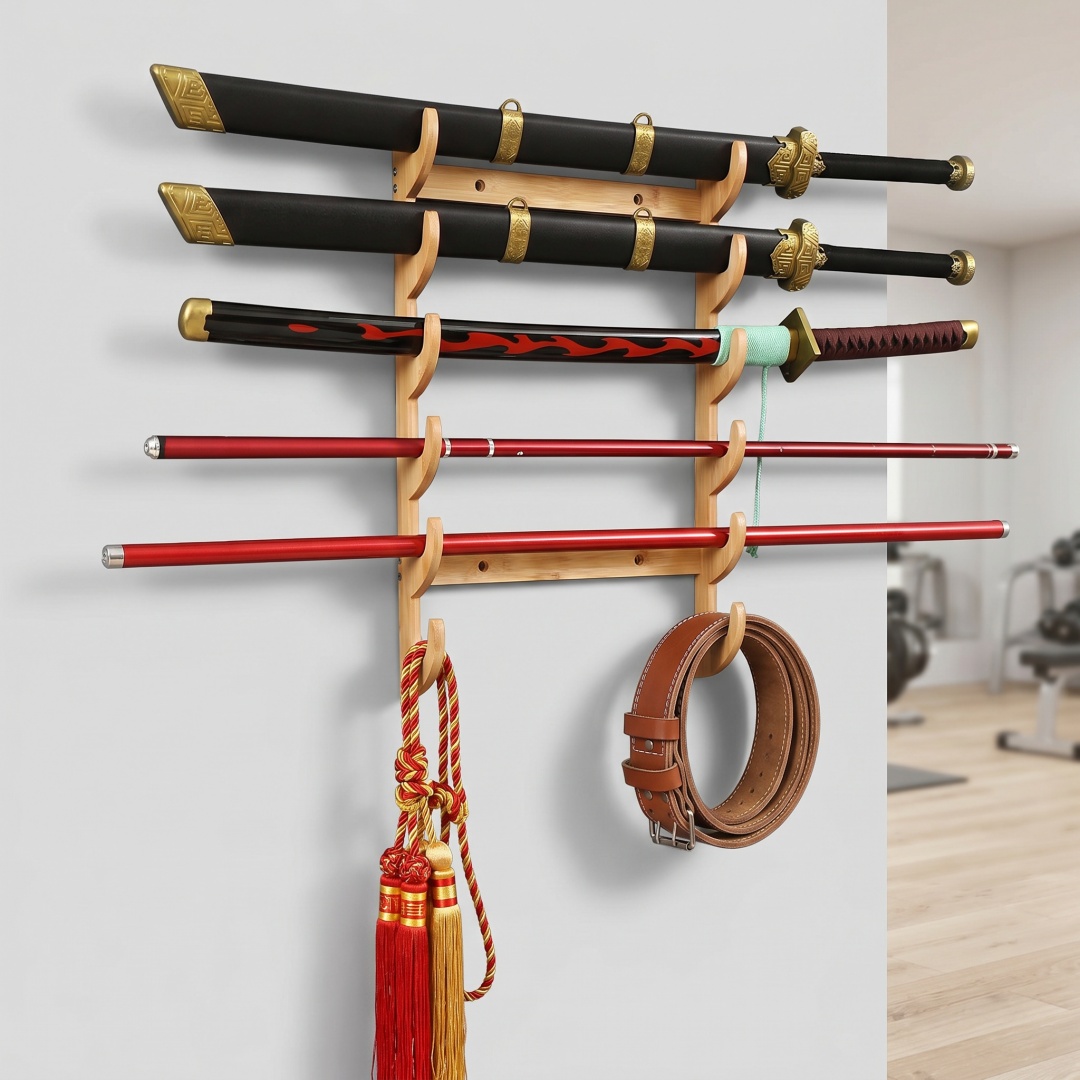1-8Layer Wood Sword Stand Kata - Cosplay Prop Display ulasan dan harga